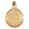 Kép 1/6 - Arany LED-es izzó függőlámpához - Globe G125 egyszálas &quot;Love&quot; - ​​4,5 W E27 dekoratív vintage, szabályozható 1800K