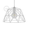 Kép 1/5 - Dome XL meztelen kalitkás fém lámpabúra E27 lámpatartóval fehér
