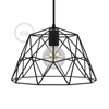 Kép 1/5 - Dome XL meztelen kalitkás fém lámpabúra E27 lámpatartóval fekete