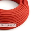 Kép 1/2 - Nagy keresztmetszetű elektromos kábel 3x1,50 kör - Red RM09 műselyem borítással