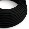 Kép 1/3 - Kerek elektromos kábel RM04 fekete műselyem egyszínű szövettel borítva