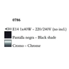 Kép 3/4 - Mantra AKIRA CHROME BLACK SHADE 0786 falikar  króm   fekete   fém   szövet