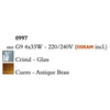 Kép 2/3 - Mantra Cuadrax Antique Brass Glass 0997 Mennyezeti Lámpa Antik Réz Fém Kristály