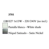 Kép 3/4 - Mantra LUA 3701 falikar szatinált nikkel fém