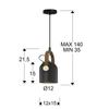 Kép 2/2 - Schuller Adame 346011 egyágú függeszték matt fekete