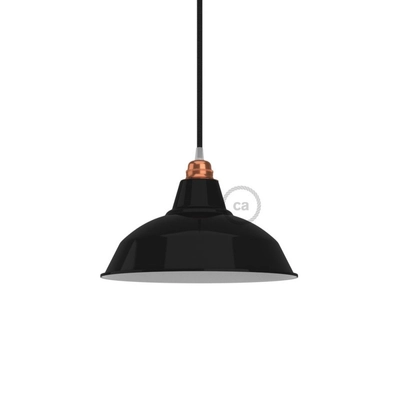 Bistrot lámpabúra polírozott fémből E27-es vasalattal, 30 cm átmérőjű fekete