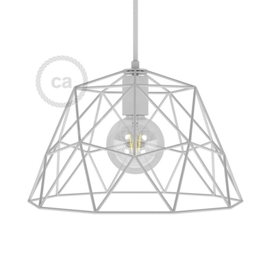 Dome XL meztelen kalitkás fém lámpabúra E27 lámpatartóval fehér