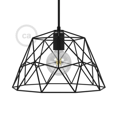 Dome XL meztelen kalitkás fém lámpabúra E27 lámpatartóval fekete