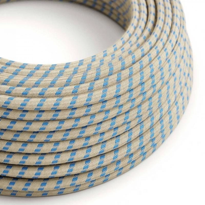 Kerek elektromos kábel Steward Blue Stripes Cotton és Natural Linen RD55 bevonattal