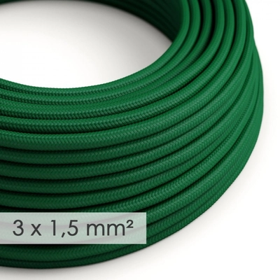 Nagy keresztmetszetű elektromos kábel 3x1,50 kör - Dark Green RM21 műselyem borítással