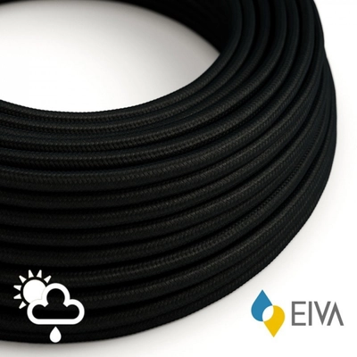 Kültéri kerek elektromos kábel, fekete műselyem SM04 borítással - alkalmas IP65 EIVA rendszerhez