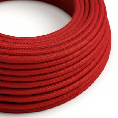 Kerek elektromos kábel RC35 Fire Red pamut egyszínű szövettel borítva
