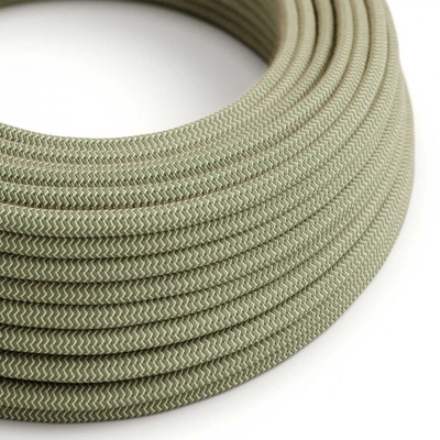 Kerek elektromos kábel Green Thyme ZigZag Cotton és Natural Linen RD72 bevonattal