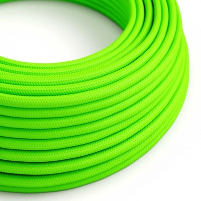 Kerek elektromos kábel Rayon egyszínű RF06 Fluo Green anyaggal borított