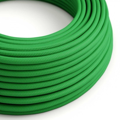 Kerek elektromos kábel RM06 zöld műselyem egyszínű szövettel borítva