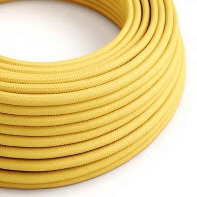 Kerek elektromos kábel RM10 sárga műselyem egyszínű szövettel borítva