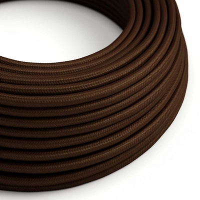 Kerek elektromos kábel RM13 barna műselyem egyszínű szövettel borítva
