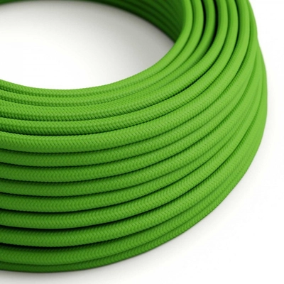 Kerek elektromos kábel RM18 Green Lime műselyem egyszínű szövettel borítva