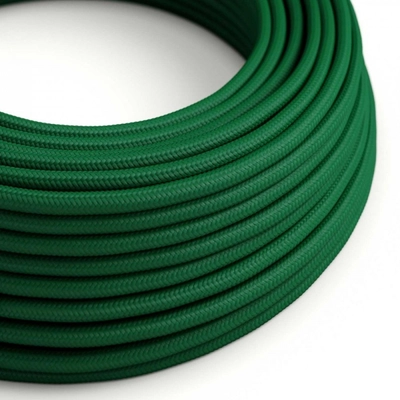 Kerek elektromos kábel RM21 sötétzöld műselyem egyszínű szövettel