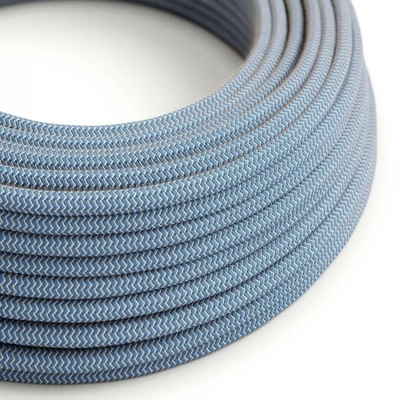 Kerek elektromos kábel Steward Blue ZigZag Cotton és Natural Linen RD75 bevonattal