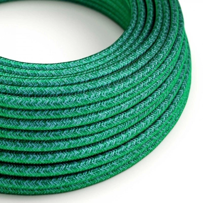 Kerek elektromos kábel műselyem egyszínű anyaggal bevonva - RM33 smaragd