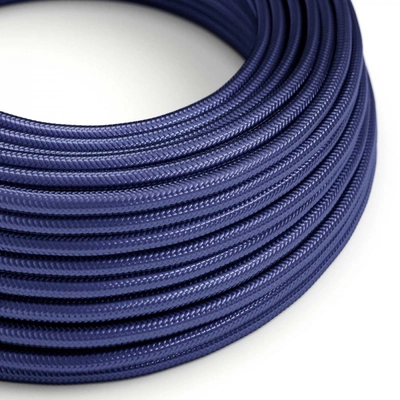 Kerek elektromos kábel műselyem egyszínű anyaggal bevonva - RM34 zafír
