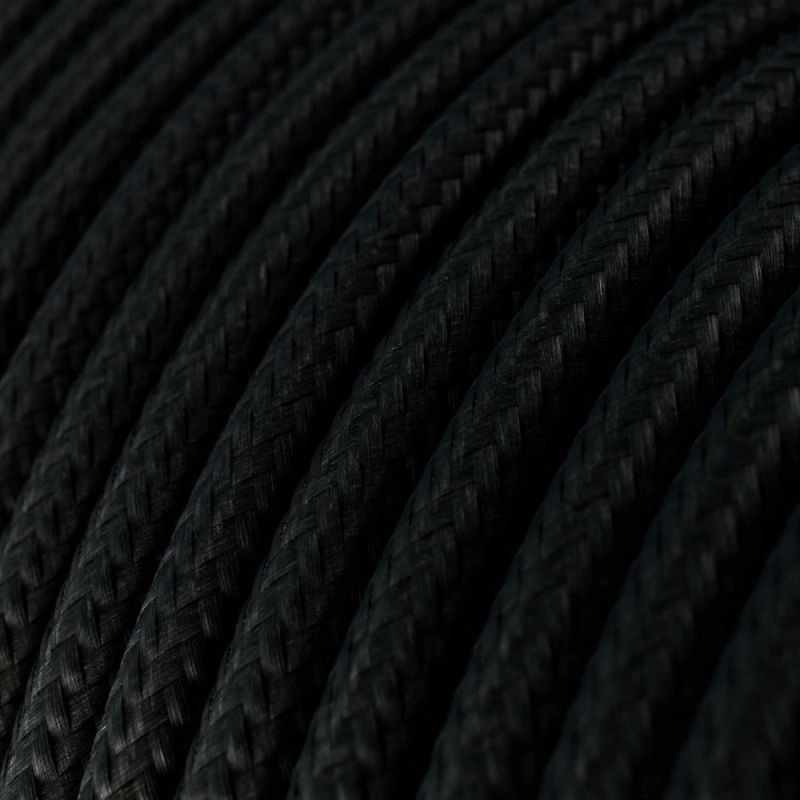 Creative-Cables Round Electric Cable covered by Rayon solid color fabric RM04 Black CREATIVEC-XZ3RM04 elektromos kábel