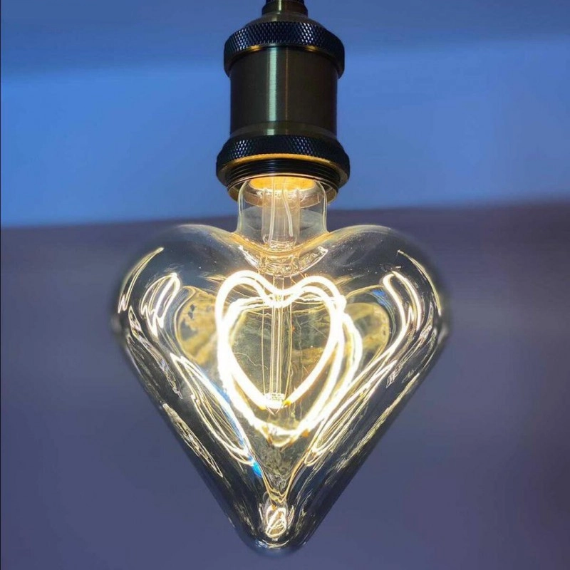  LED izzó – füstös szürke szív – 5W E27, szabályozható 2000K