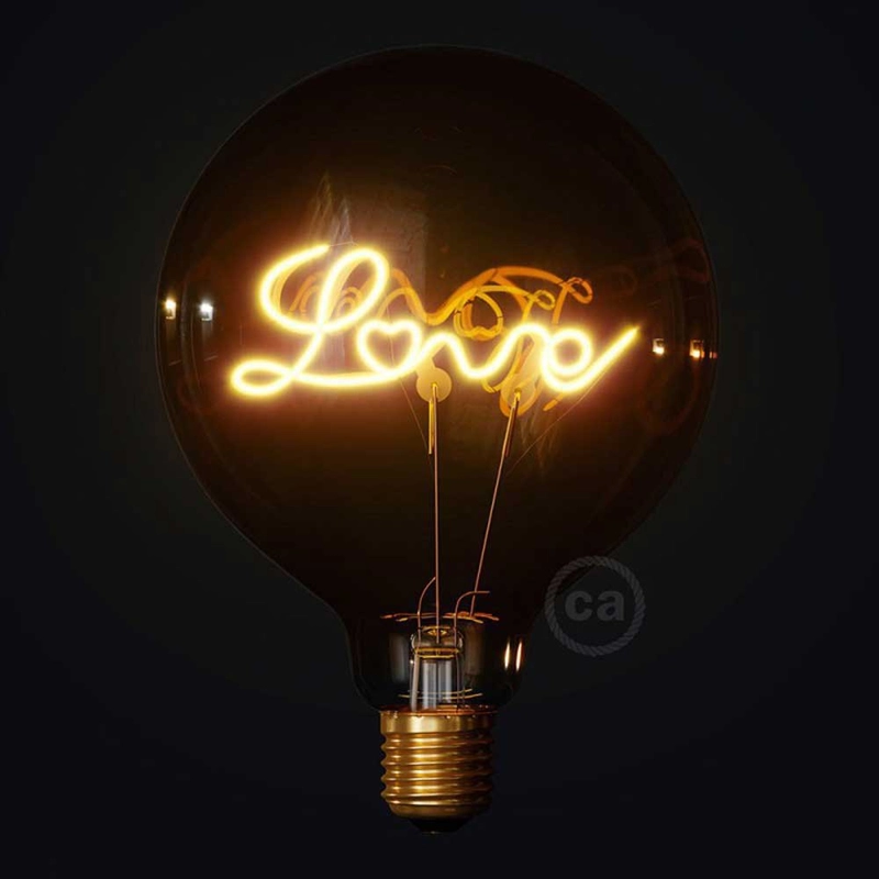  Arany LED-es villanykörte álló lámpához CBL700232- Globe G125 egyszálas &quot;Love&quot; - ​​5W E27 dekoratív, vintage, szabályozható 2000K