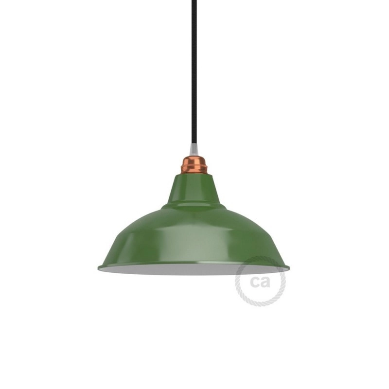 Bistrot lámpabúra polírozott fémből E27-es vasalattal, 30 cm átmérőjű zöld