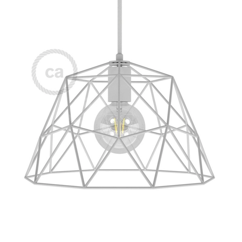 Dome XL meztelen kalitkás fém lámpabúra E27 lámpatartóval fehér