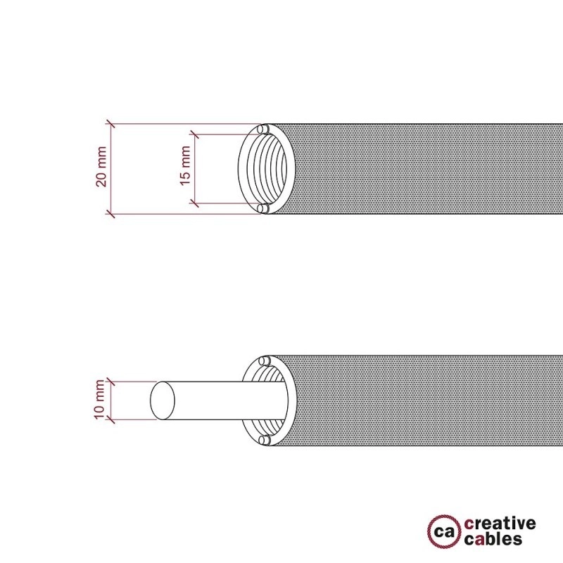 Creative-Tube rugalmas védőcső, Rayon White RM01 szövetburkolat, 20 mm átmérőjű