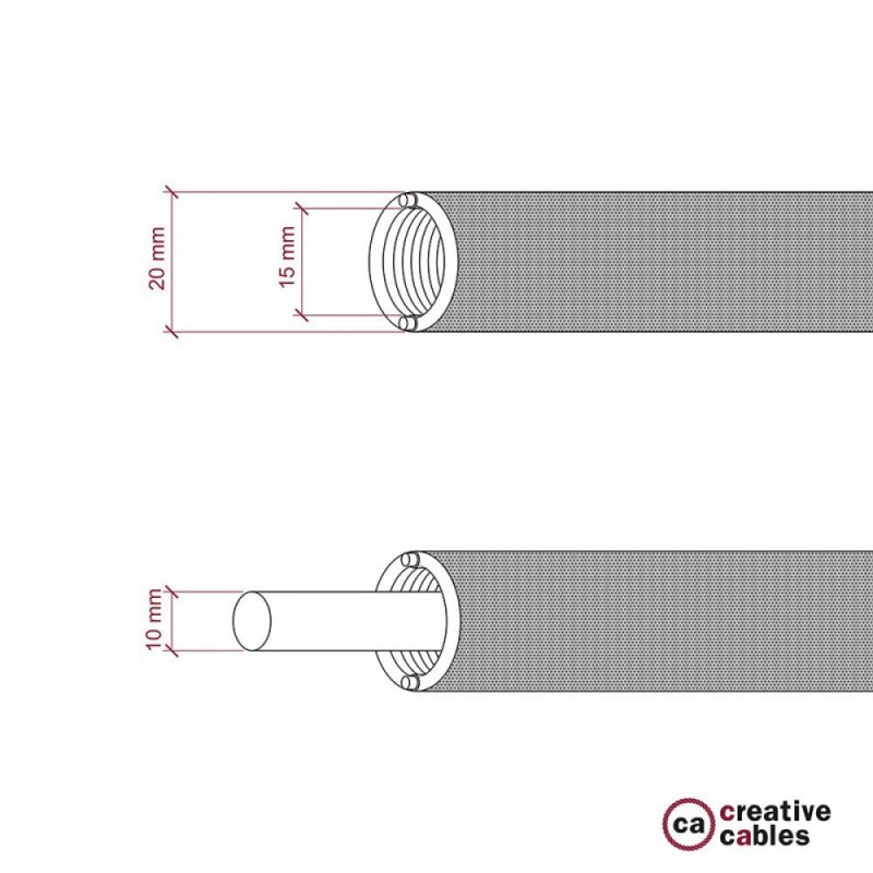 Creative-Tube rugalmas védőcső, Rayon Black RM04 szövetburkolat, 20 mm átmérőjű