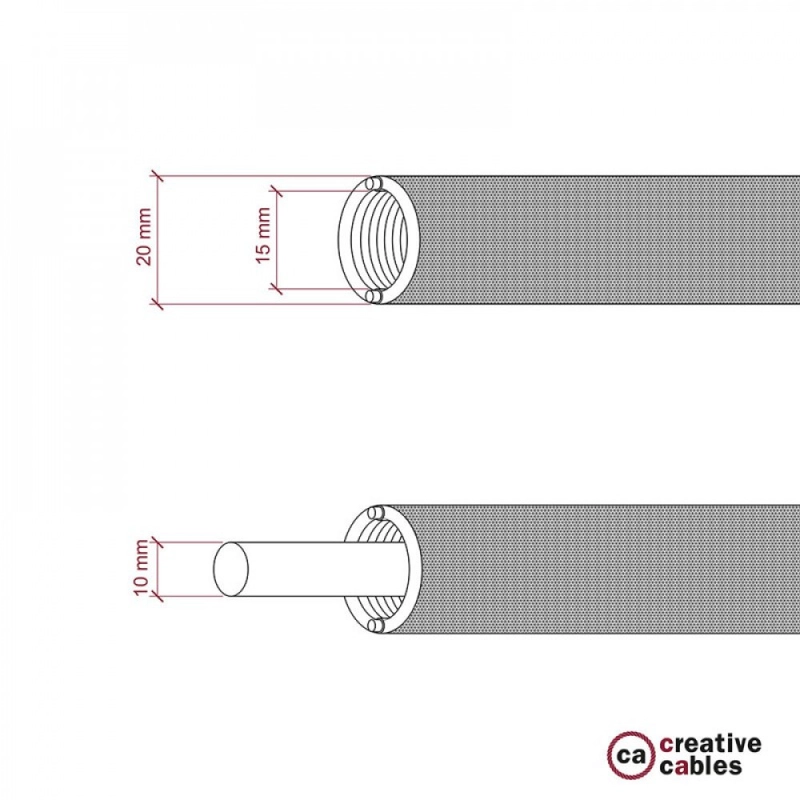Creative-Tube rugalmas védőcső, Neutral Natural Linen RN01 szövetburkolat, átmérő 20 mm