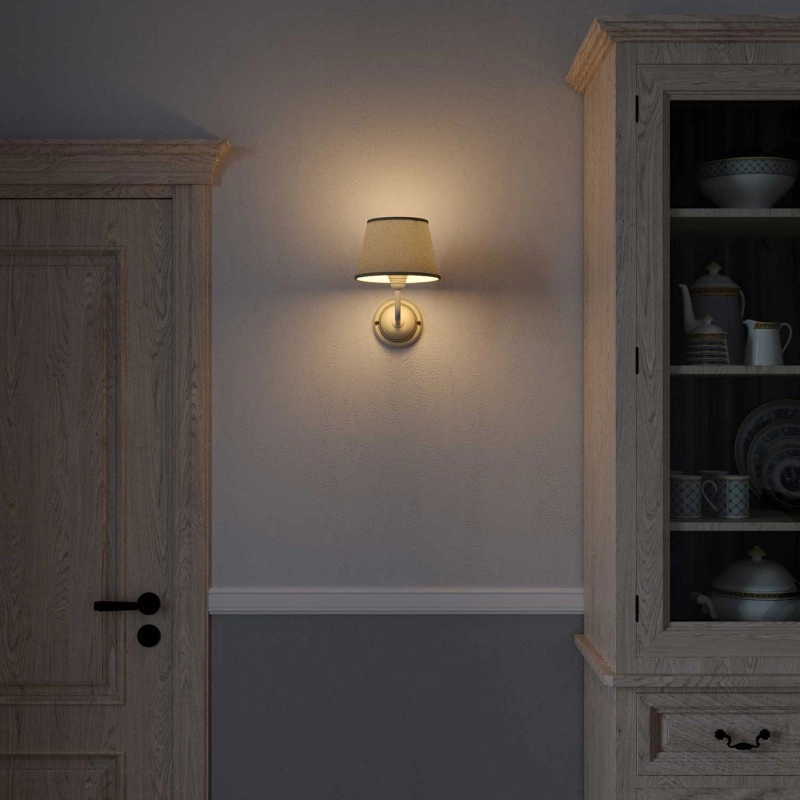 Impero szövet lámpabúra E27-es rögzítéssel asztali vagy fali lámpához - Made in Italy világos juta