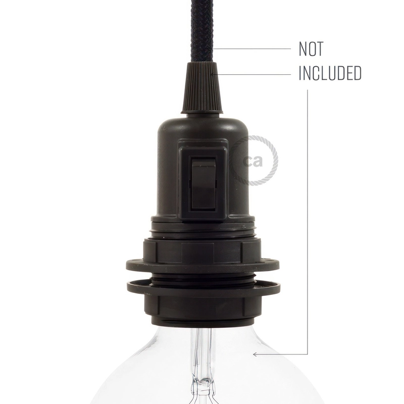 Dupla érvéghüvely, hőre lágyuló E27 lámpatartó készlet kapcsolóval ellátott lámpaernyőhöz fekete