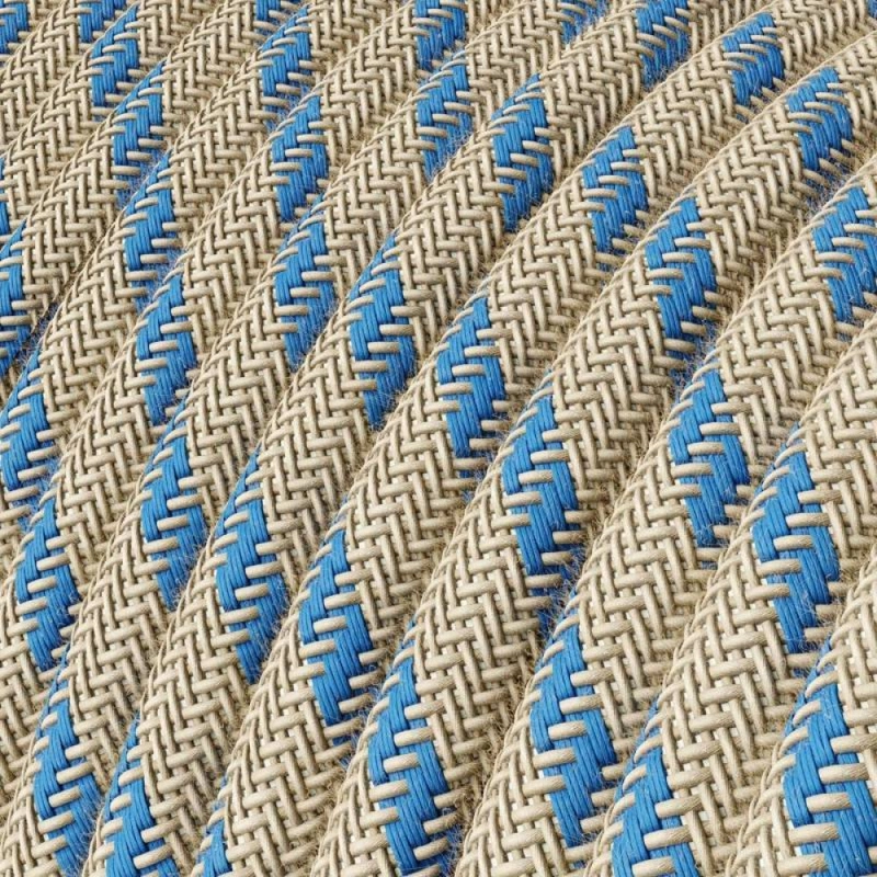 Kerek elektromos kábel Steward Blue Stripes Cotton és Natural Linen RD55 bevonattal