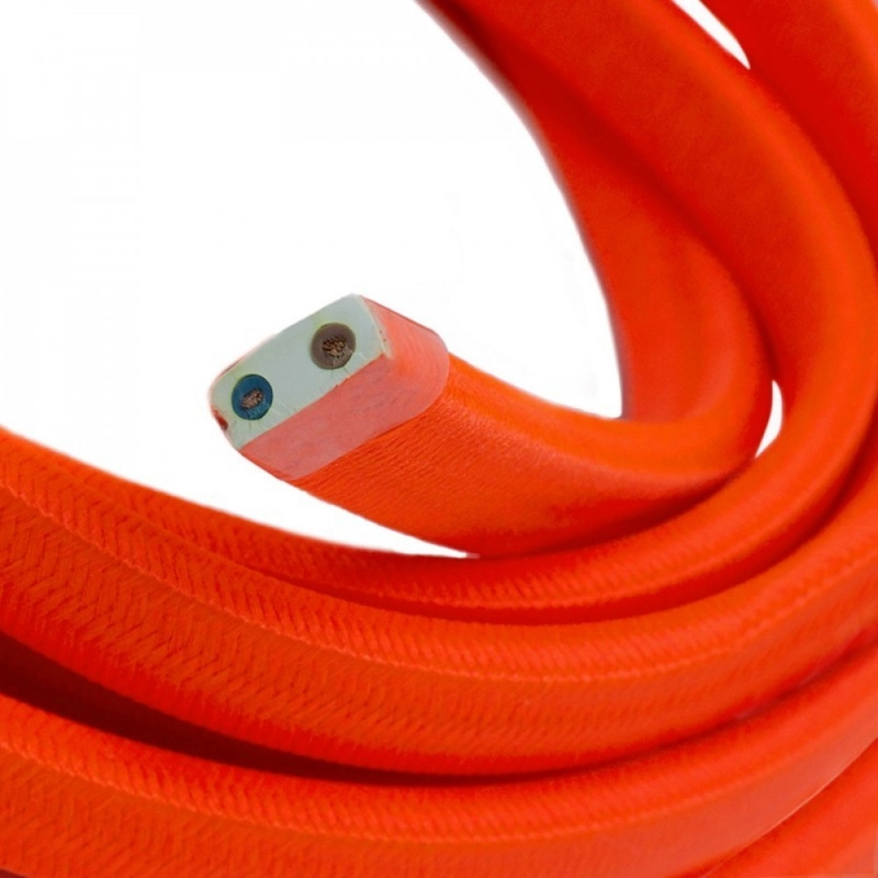 Elektromos Kábel String Lights Számára, Műselyemszövet Orange Fluo Cf15 Bevonattal