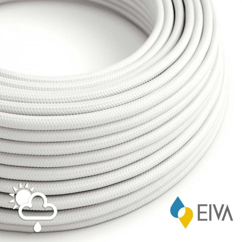 Kültéri kerek elektromos kábel fehér műselyem SM01 borítással - alkalmas IP65 EIVA rendszerhez