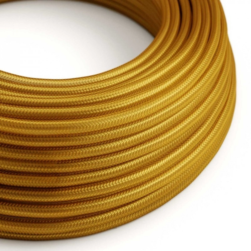 Kerek elektromos kábel RM05 arany műselyem egyszínű szövettel borítva