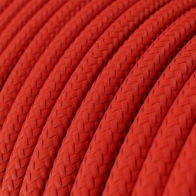 Creative-Cables Round Electric Cable covered by Rayon solid color fabric RM09 Red XZ3RM09 elektromos kábel