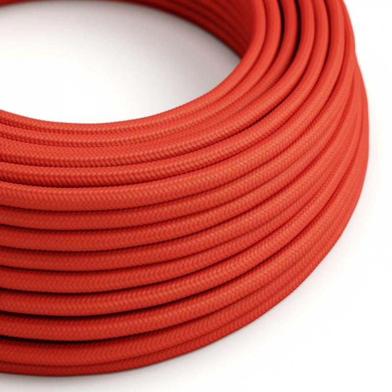 Creative-Cables Round Electric Cable covered by Rayon solid color fabric RM09 Red XZ3RM09 elektromos kábel