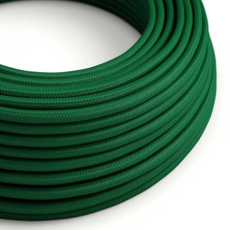 Kerek elektromos kábel RM21 sötétzöld műselyem egyszínű szövettel