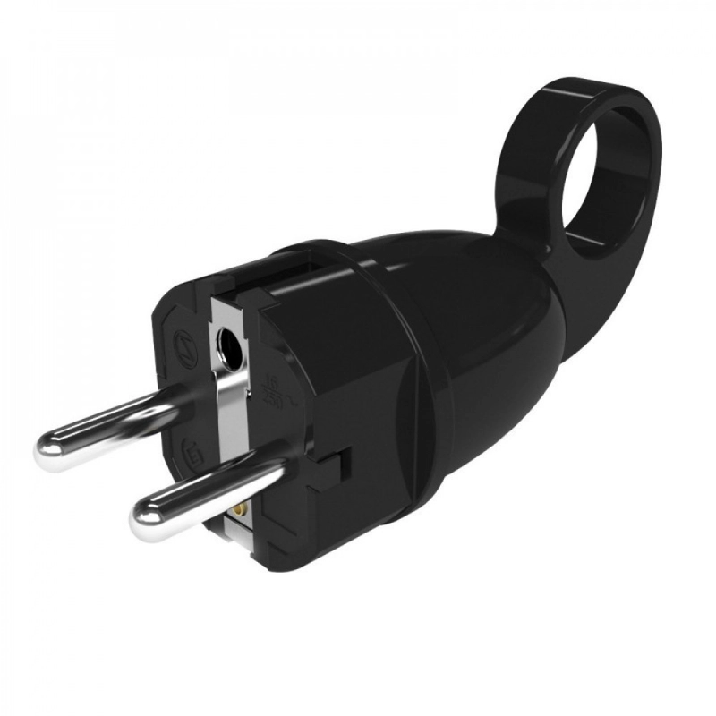 Creative-Cables Schuko comfort 16A 250V Black plug with ring ST16A1NE dugók fekete műanyag
