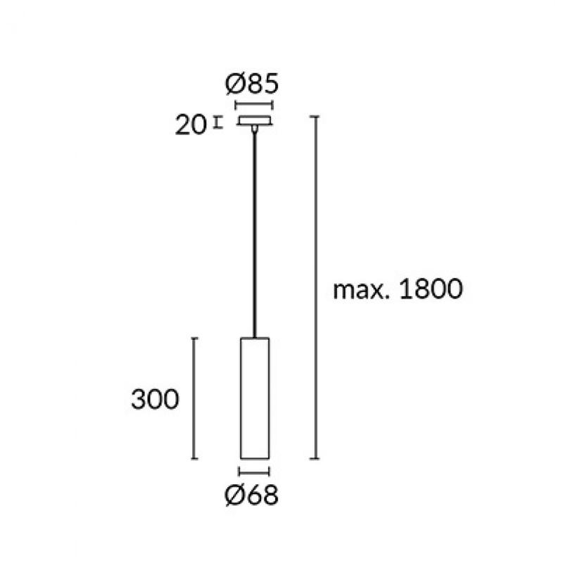 Leds-C4 Pipe 00-5456-14-05 Egyágú Függeszték Fehér Fekete Alumínium