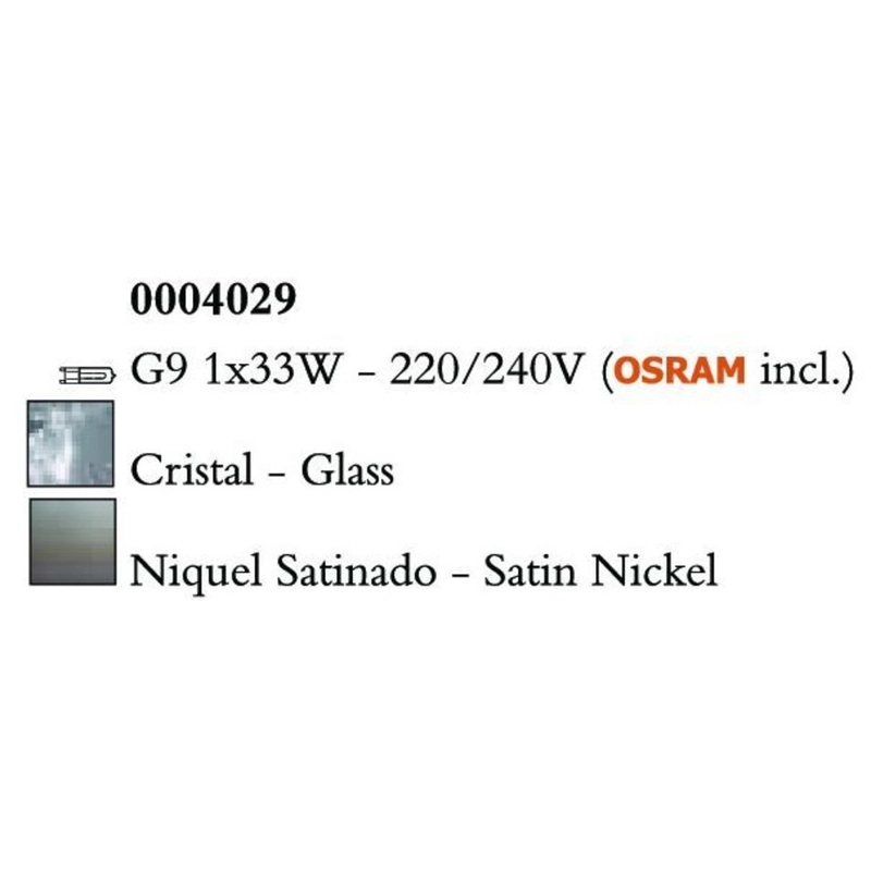 Mantra Cuadrax Cristal 0004029 Falikar Szatinált Nikkel Fém kristály