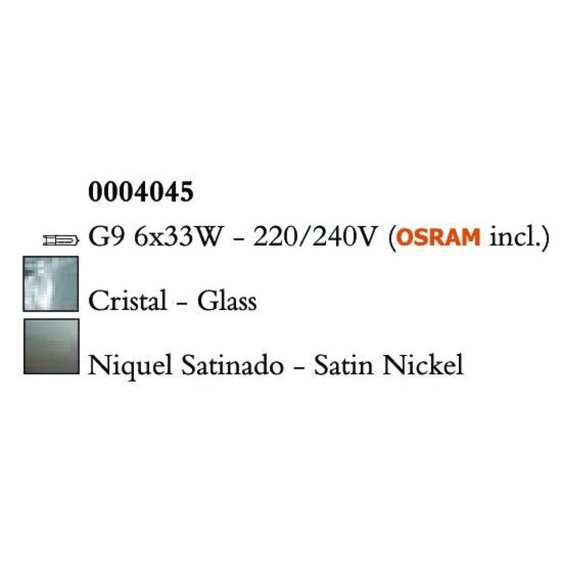 Mantra Cuadrax Cristal 0004045 többágú függeszték szatinált nikkel fém kristály