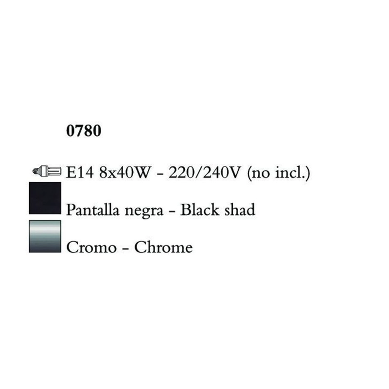 Mantra AKIRA CHROME BLACK SHADE 0780 fekete csillár  króm   fekete   fém   szövet