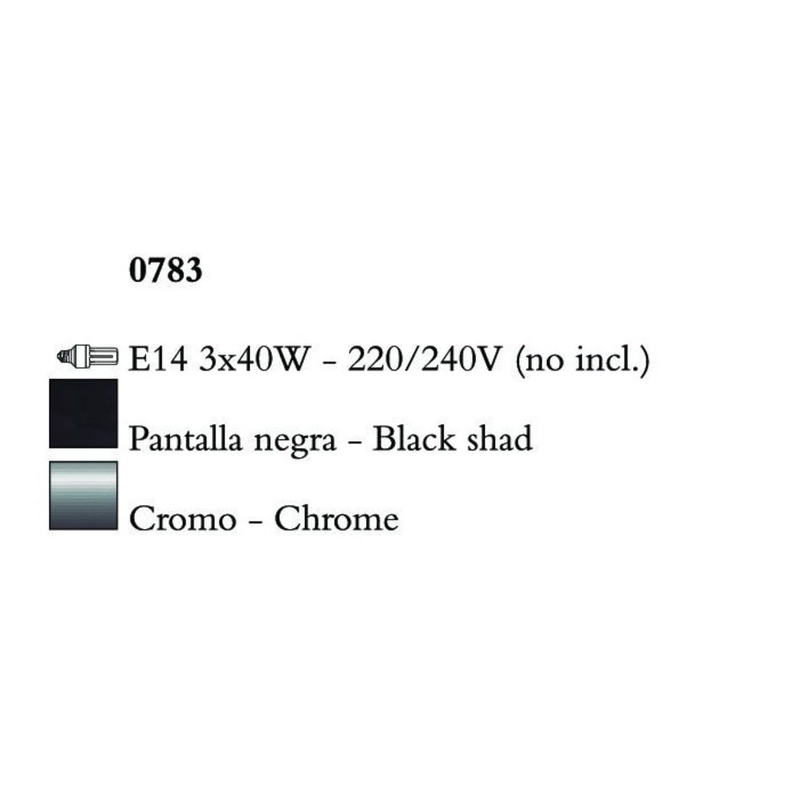 Mantra AKIRA CHROME BLACK SHADE 0783 fekete csillár  króm   fekete   fém   szövet