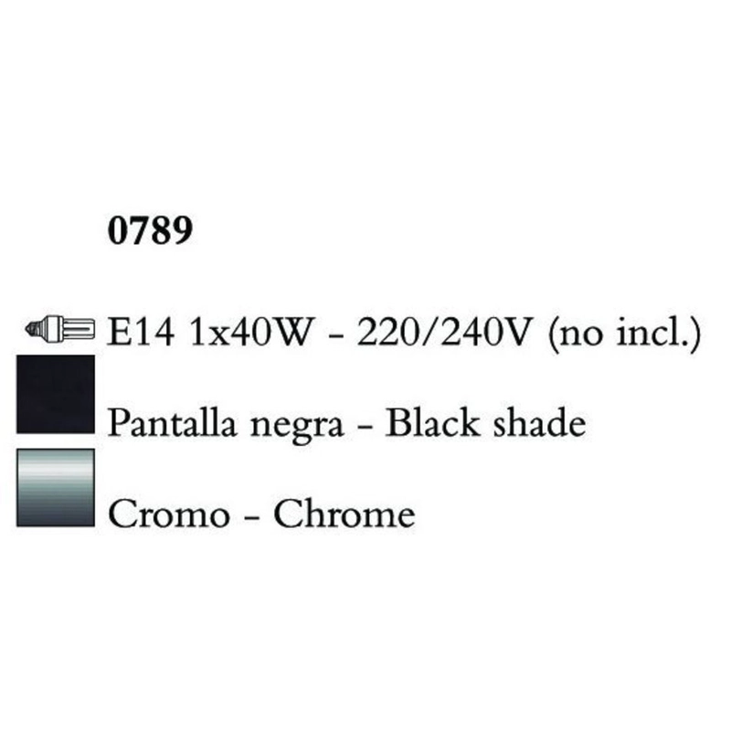 Mantra AKIRA CHROME BLACK SHADE 0789 asztali lámpa  króm   fekete   fém   szövet